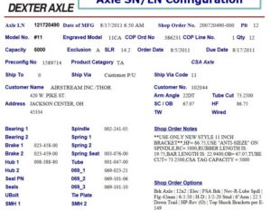 11TF 5K** 655 ELEC FOWARD SELF ADJUSTING;W/NEV-R-LUBE COPY TAG INFORMATION*** HF=86.75 OB=67.07",  22.5 DOWN  HIGH PRO, REVERSED **TOP SHOCK BRACKETSPER E-149